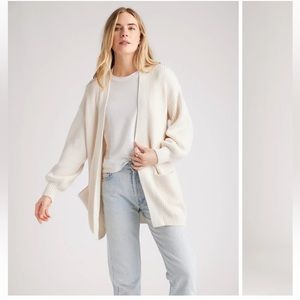Quince Cream Open-Front Ribbed Cardigan